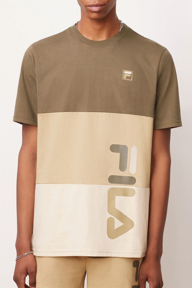 Fila T-Shirt Mens Olive Alfredo - Ireland 91540-UGBZ